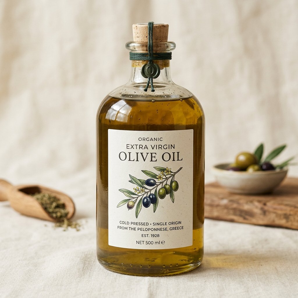 Artisanal Glass Bottle Olive Oil Mockup